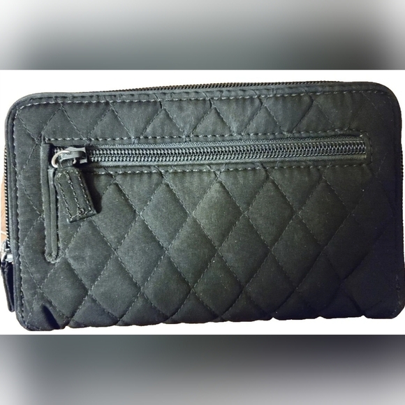 Vera Bradley “Go Wild” Black Quilted Turnlock RFID Wallet Leopard Print Rare - Picture 5 of 5